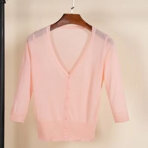 New Pink Summer Knitted Cardigan Women
